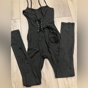 Black Lace-Up Jumpsuit